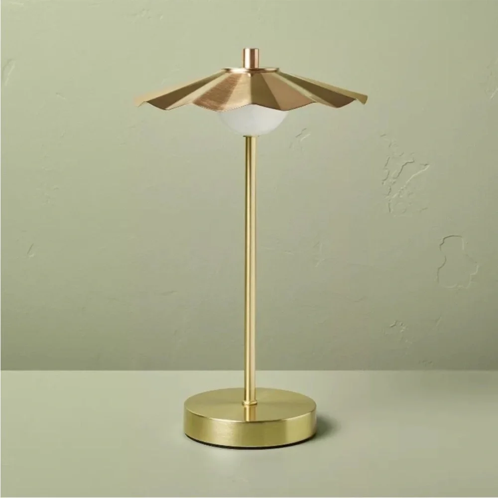 13” Scalloped Shade Portable Table Lamp Brass/Copper - Hearth & Hand Magnolia